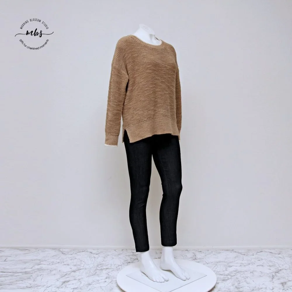 J. Crew Crew Neck Knit Sweater Tan Women Size X